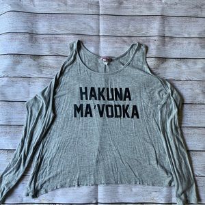 Hakuna Ma’Vodka Cold Shoulder Long Sleeve Top